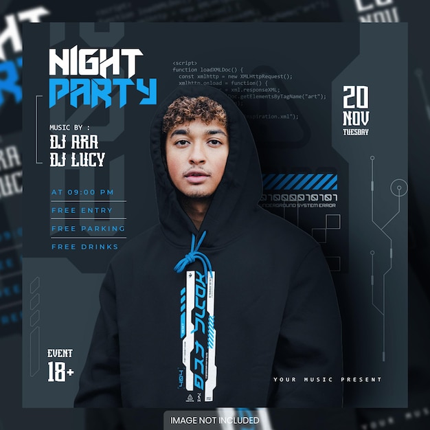 Club dj party flyer social media post and web banner