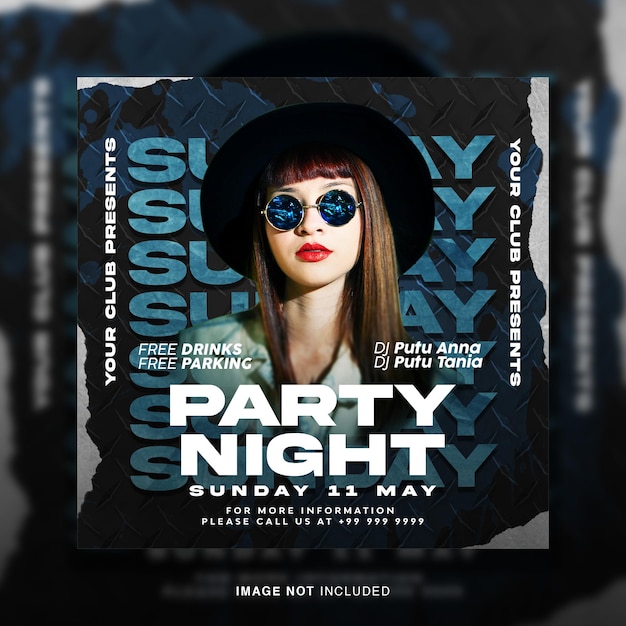 Club dj party flyer post sui social media e banner web