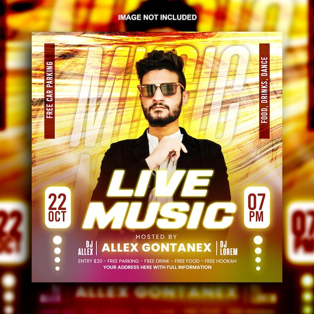 Club dj party flyer social media post and web banner