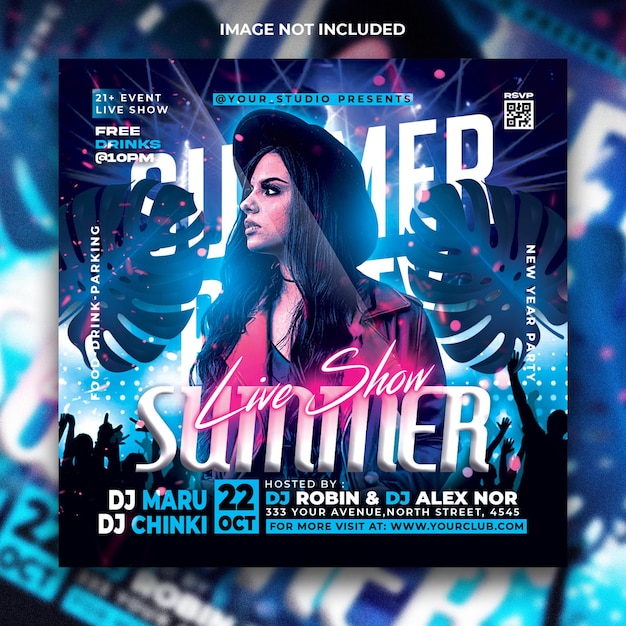 PSD club dj party flyer social media post e banner web