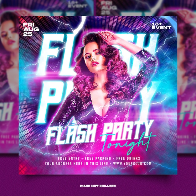 PSD club dj party flyer social media post and web banner