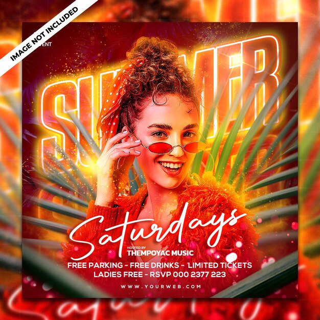 PSD club dj party flyer social media post and web banner