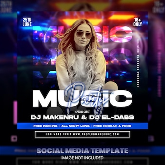 Club dj party flyer post sui social media e banner web