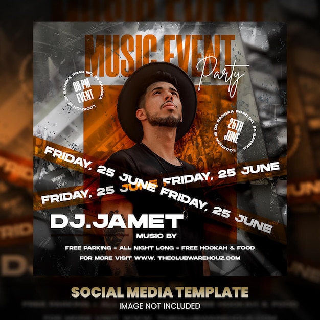 Club dj party flyer social media post and web banner