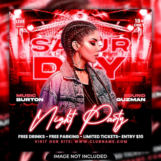 Club dj party flyer social media post and web banner