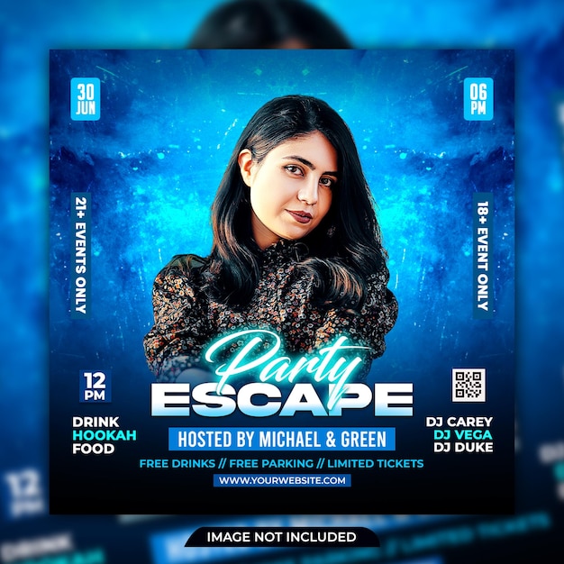 Club dj party flyer social media post e banner web