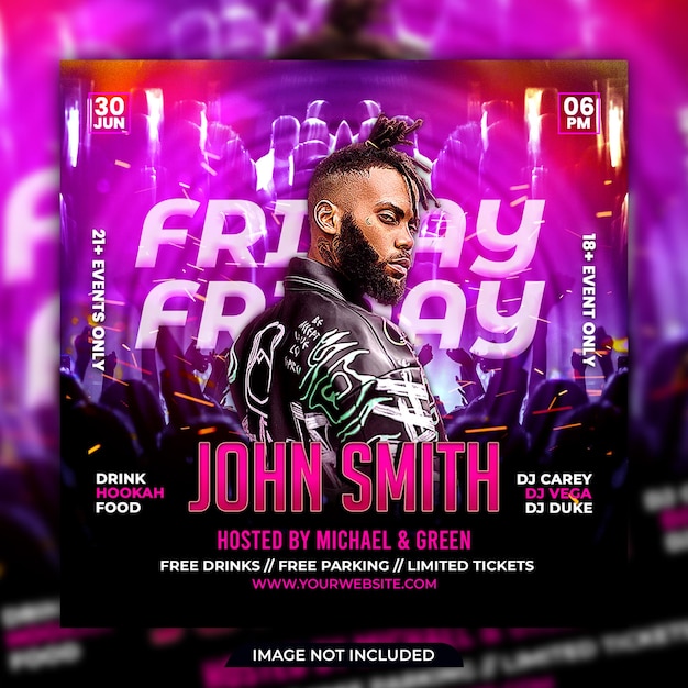 Club dj party flyer social media post e banner web