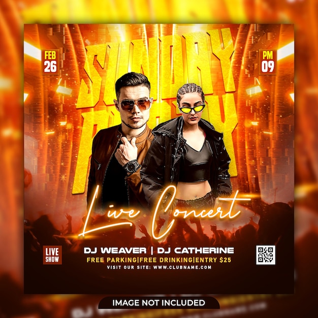 Club dj party flyer social media post e banner web