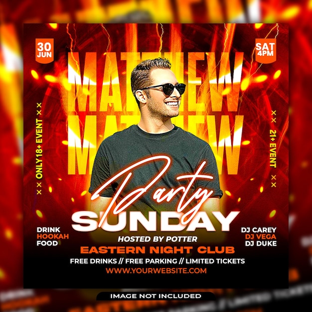 Club dj party flyer social media post and web banner