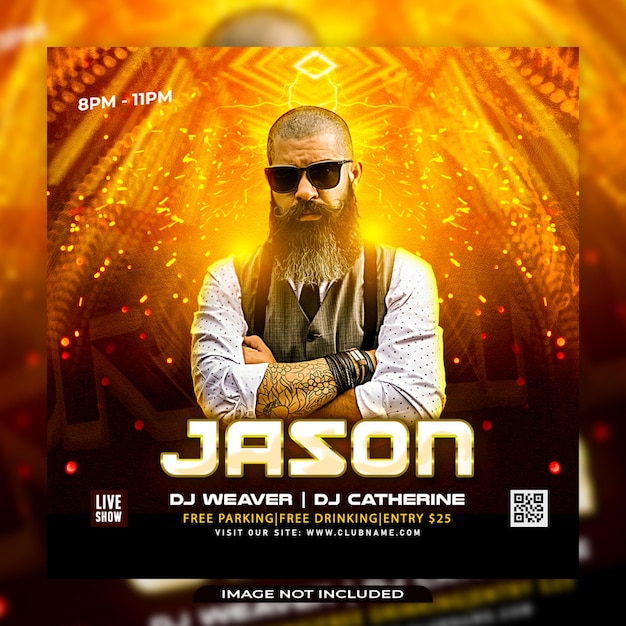 Club dj party flyer social media post and web banner