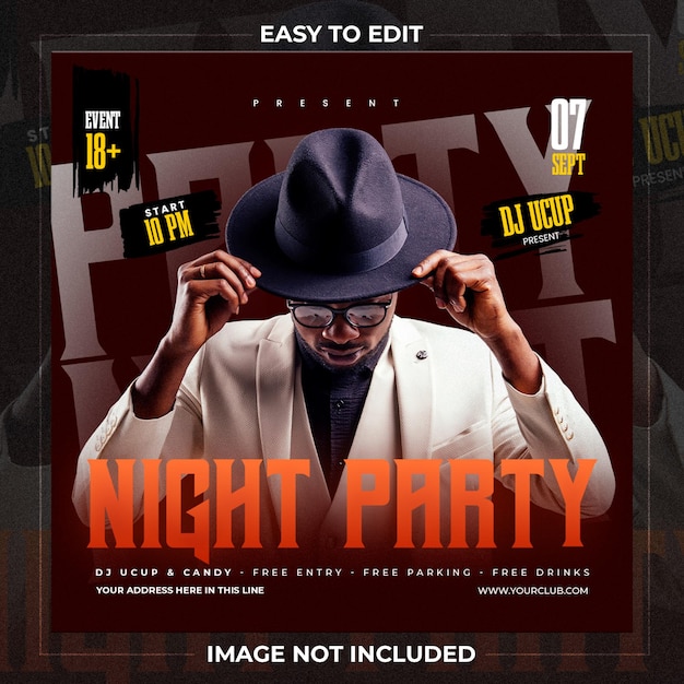 Club dj party flyer social media post e banner web