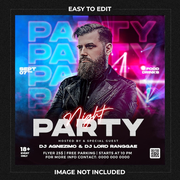 Club dj party flyer social media post e banner web