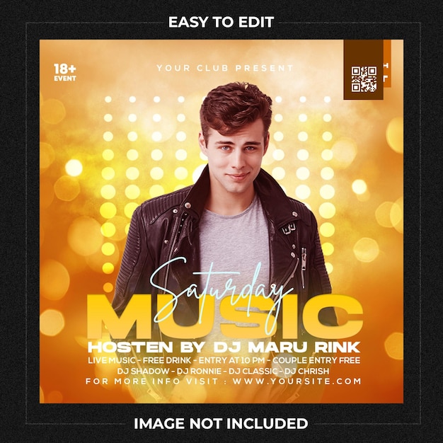 Club dj party flyer social media post e banner web