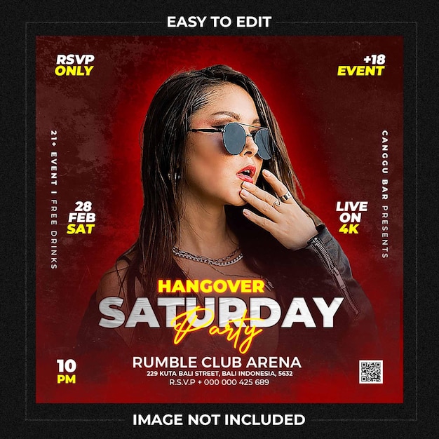 PSD club dj party flyer social media post and web banner