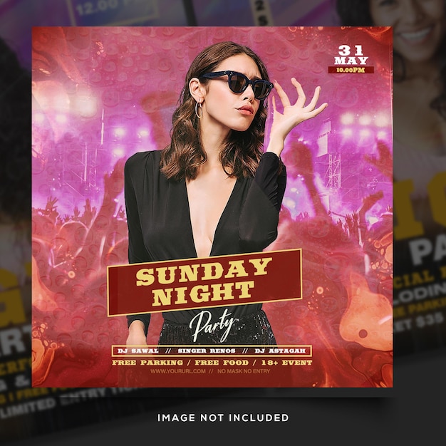 Club dj party flyer social media post and web banner