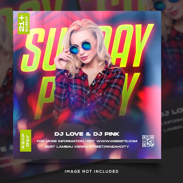 PSD club dj party flyer social media post and web banner