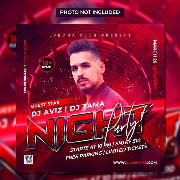 Club dj party flyer post sui social media e banner web