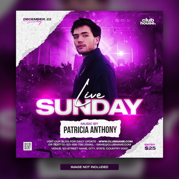 Club dj party flyer social media post and web banner