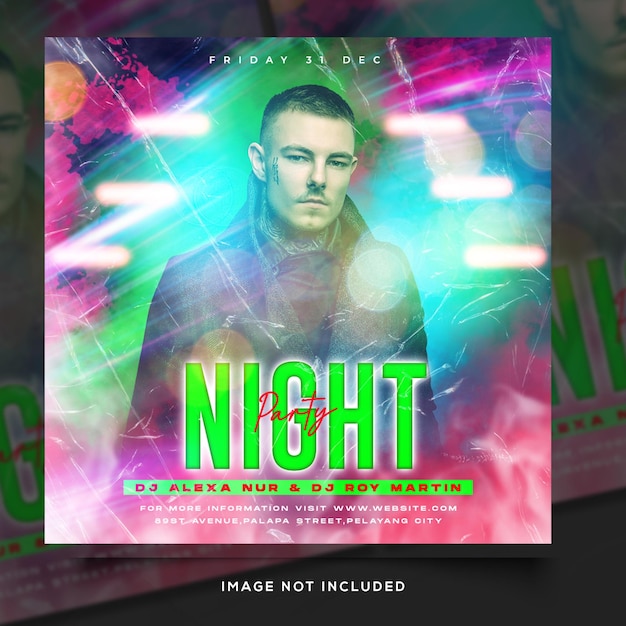 Публикация в социальных сетях и веб-баннер Club DJ Party Flyer