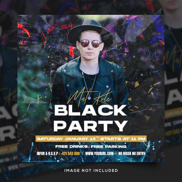 PSD club dj party flyer social media post and web banner