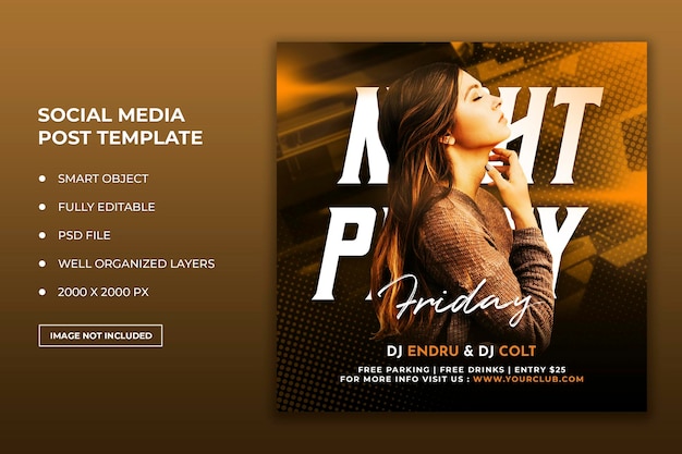 Club dj party flyer post sui social media e banner web