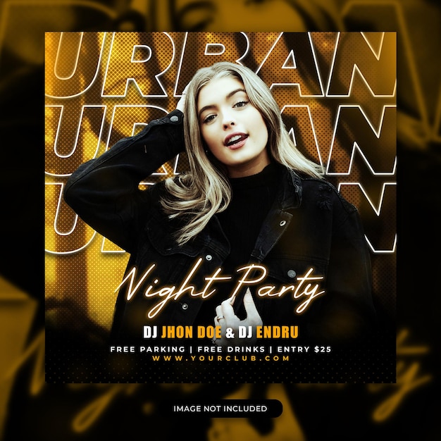 Клуб dj party flyer сообщение в социальных сетях и веб-баннер