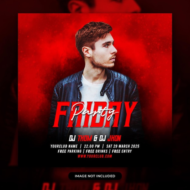 Клуб dj party flyer сообщение в социальных сетях и веб-баннер