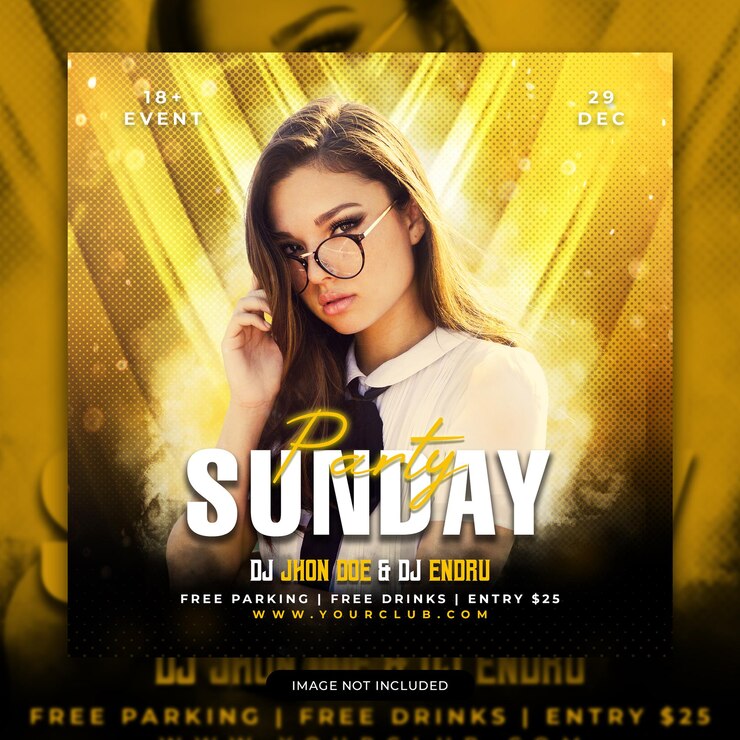 Club dj party flyer social media post webbanner