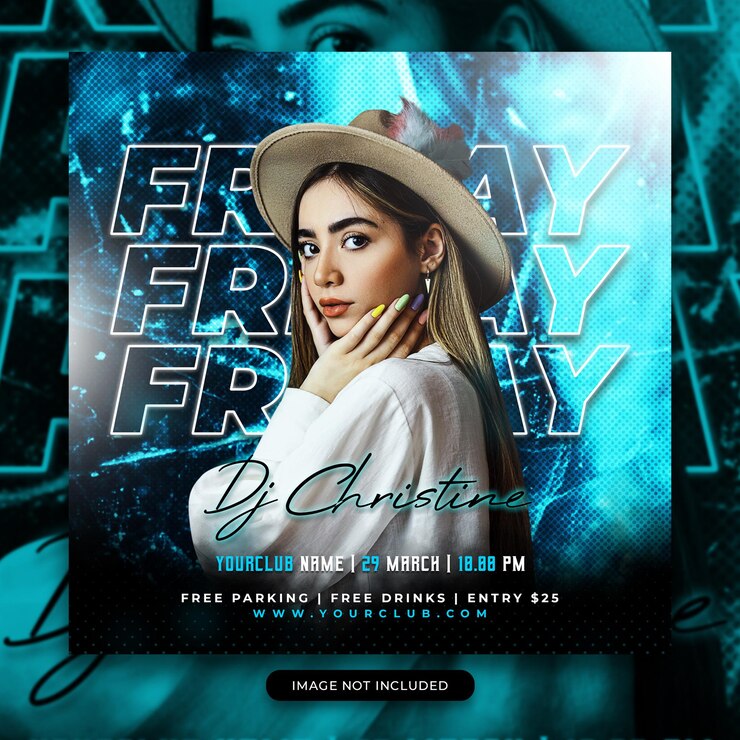 Club dj party flyer social media post webbanner