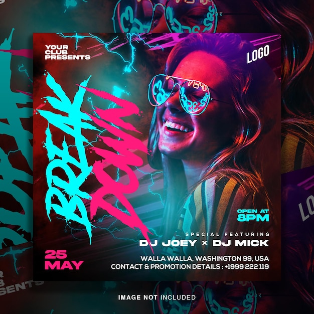 Club dj party flyer social media post