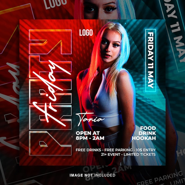 Club dj party flyer social media post