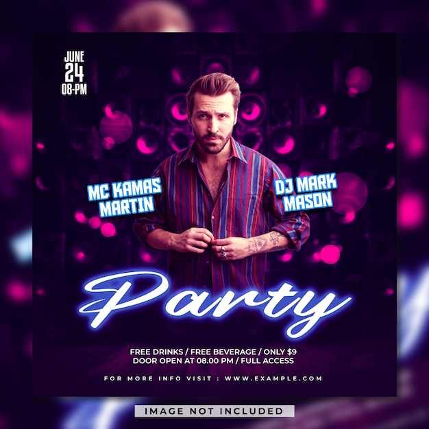 PSD club dj party flyer social media post