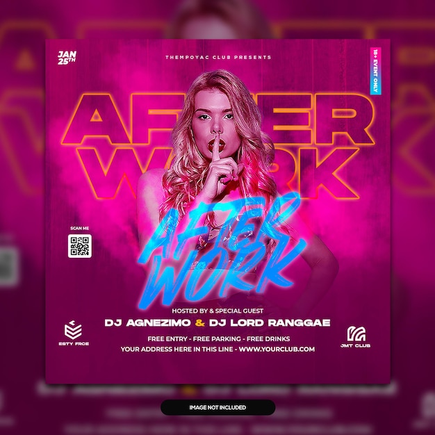 Club dj party flyer social media post