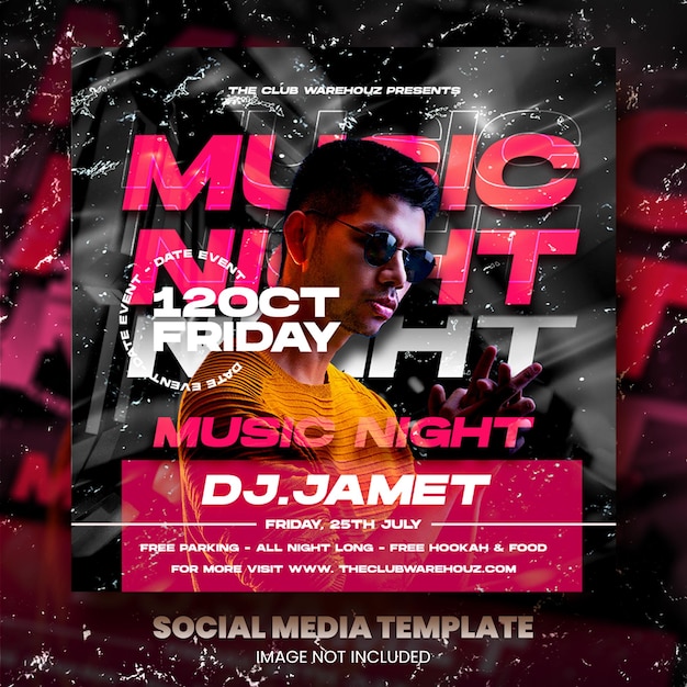 Club dj party flyer social media post