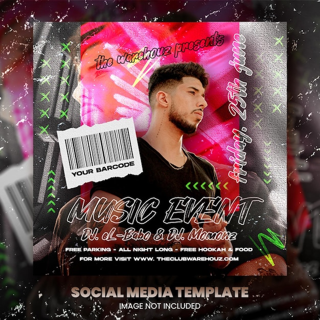 Club dj party flyer social media post