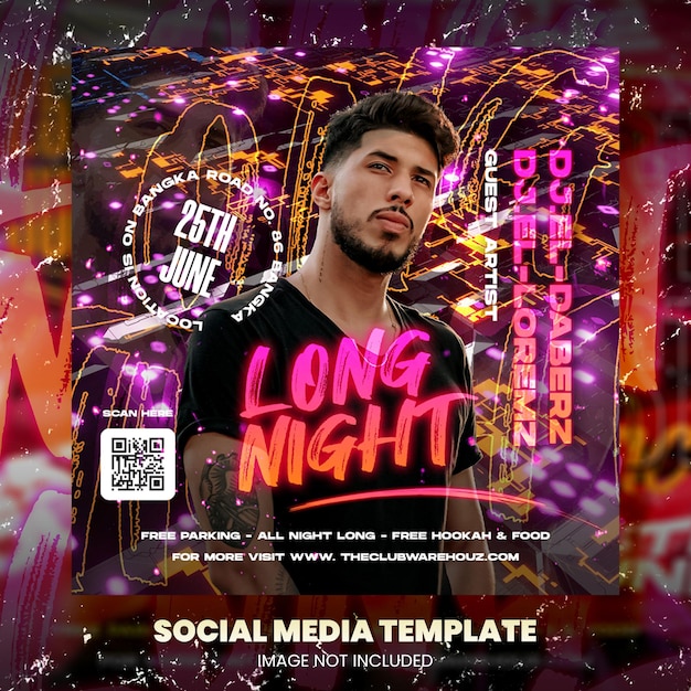 Club dj party flyer social media post