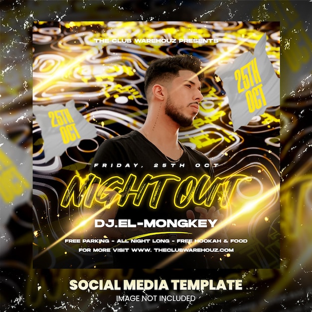 Club dj party flyer social media post