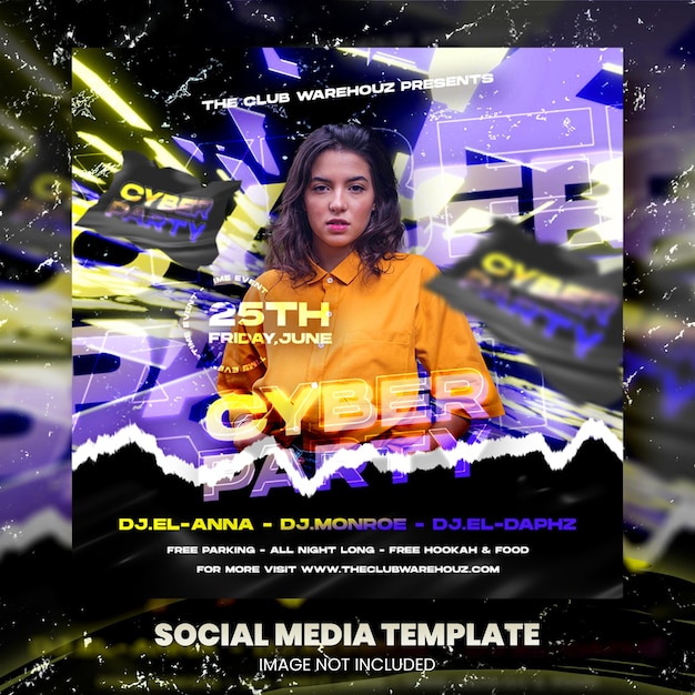 Club dj party flyer social media post