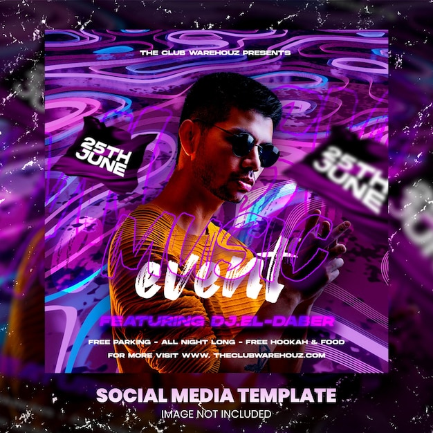 Club dj party flyer social media post