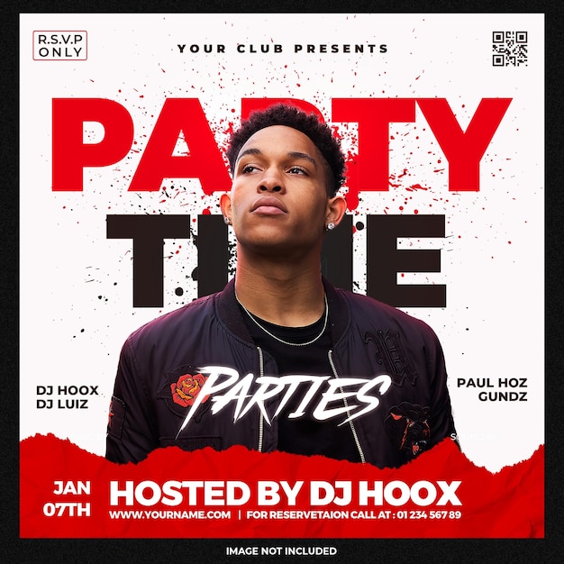 Club dj party flyer social media post