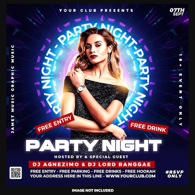 PSD club dj party flyer social media post