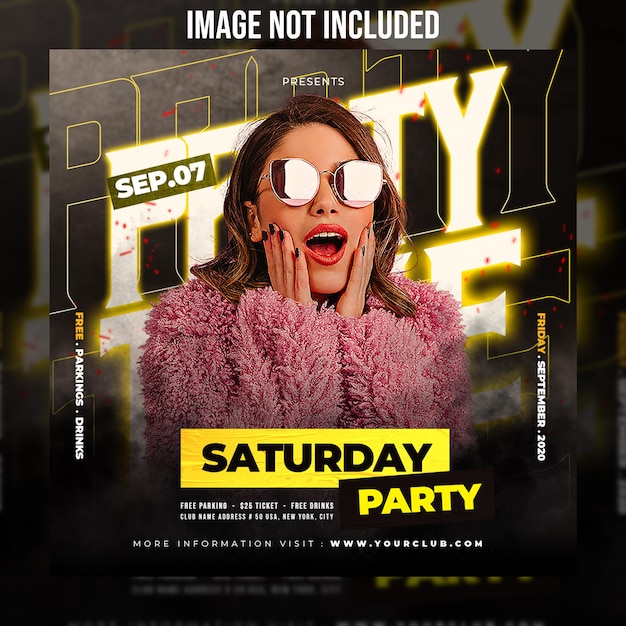 Club dj party flyer social media post