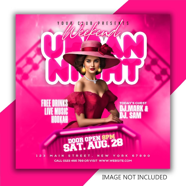 Club dj party flyer social media post