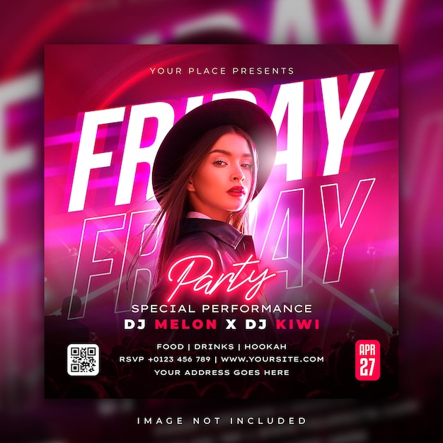 клуб dj party флаер сообщение в социальных сетях