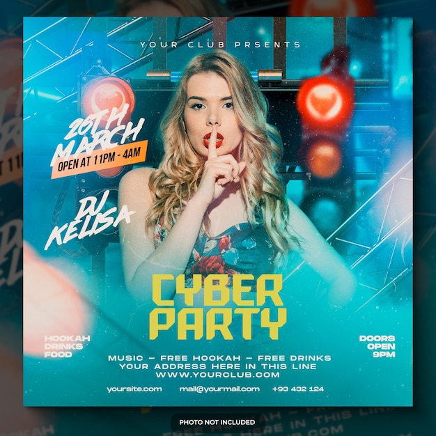 Club dj party flyer social media post