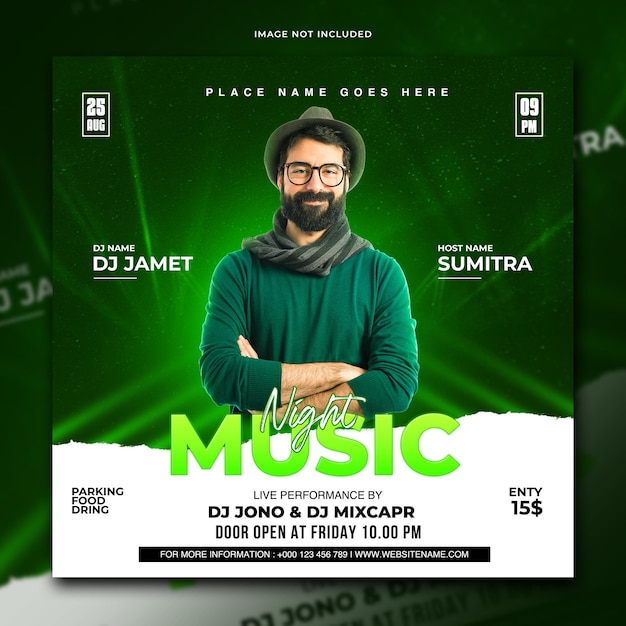 PSD club dj party flyer social media post