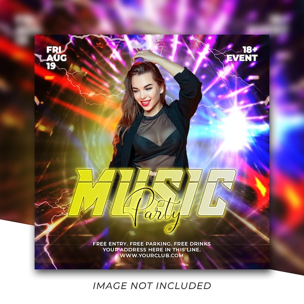 Club dj party flyer sociale media instagram postsjabloon Premium Psd