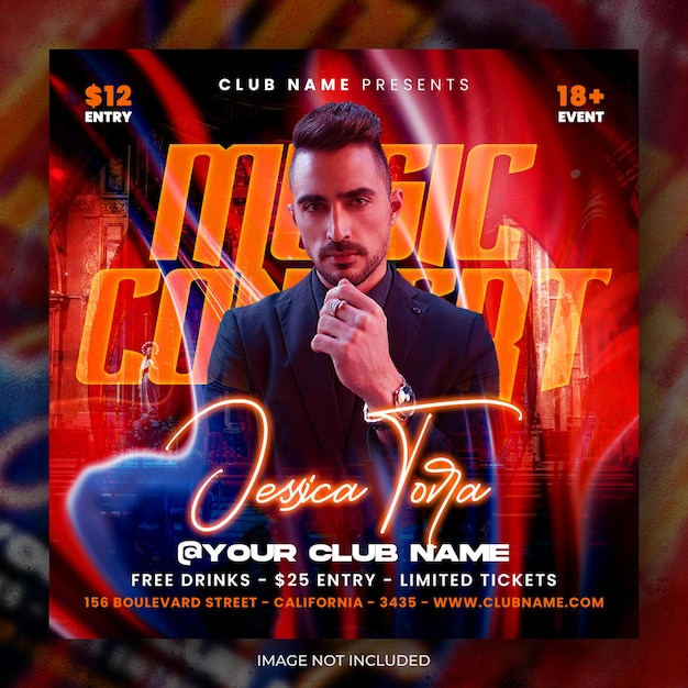 PSD club dj party hiphop music flyer post sui social media o poster design