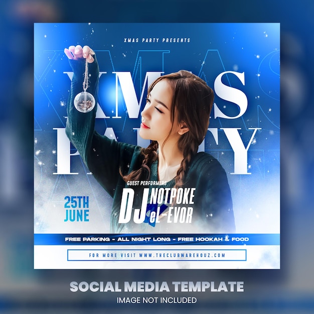 Club dj party kerst flyer social media post