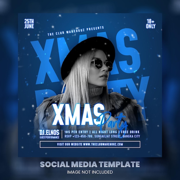 Club dj party kerst flyer social media post